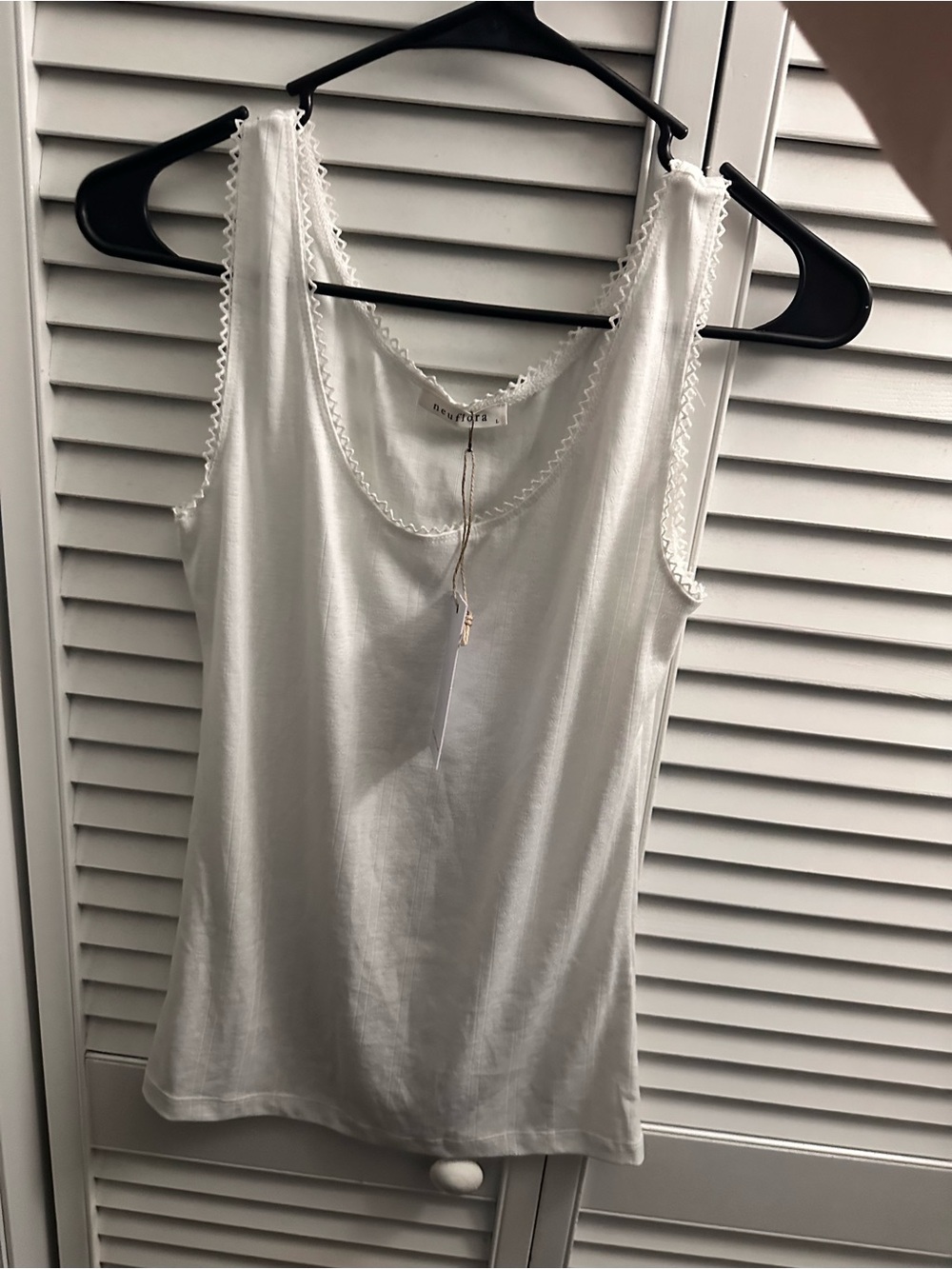 White Lace-Trim Tank Top